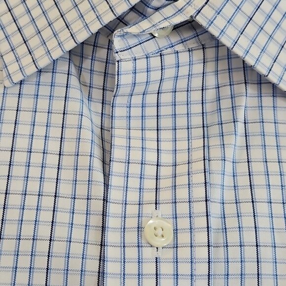Brooks Brothers Madison Shirt Men's 17 - 36 Non-Iron Blue Checkered Long Sleeve - Picture 3 of 15